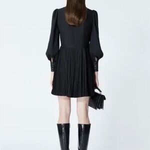 The Kooples Black Long Sleeve Pleated Dress